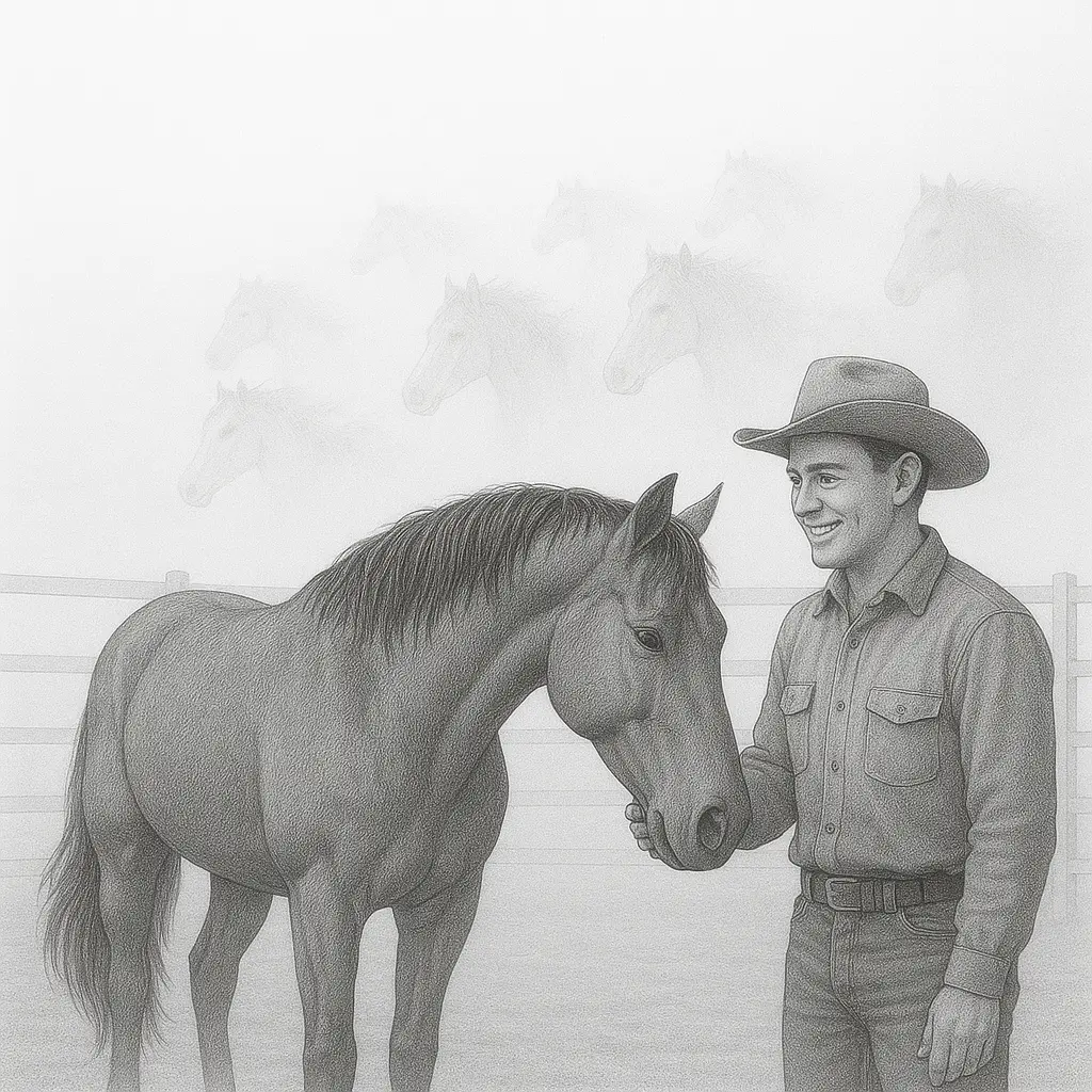 horsemanship Horse demonstrating trust in trainer through natural horsemanship