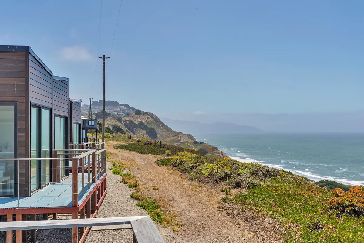 The Tiny Houses on the oceanfront bluff at Ocean View Stables, Daly City