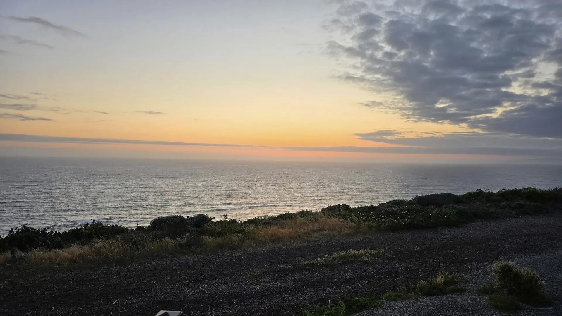 Sunset over the Pacific from the bluff at Ocean View Stables